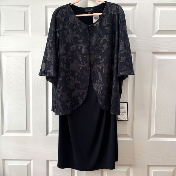 NEW Connected Apparel Dress 18W Navy Sleeveless Pullover with 27" Shawl NWT - Picture 6 of 14